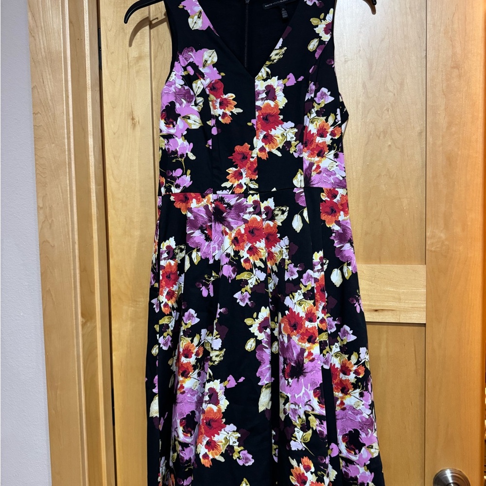 White House Black Market Purple Fit and Flare Midi Dress for Wedding Guest
